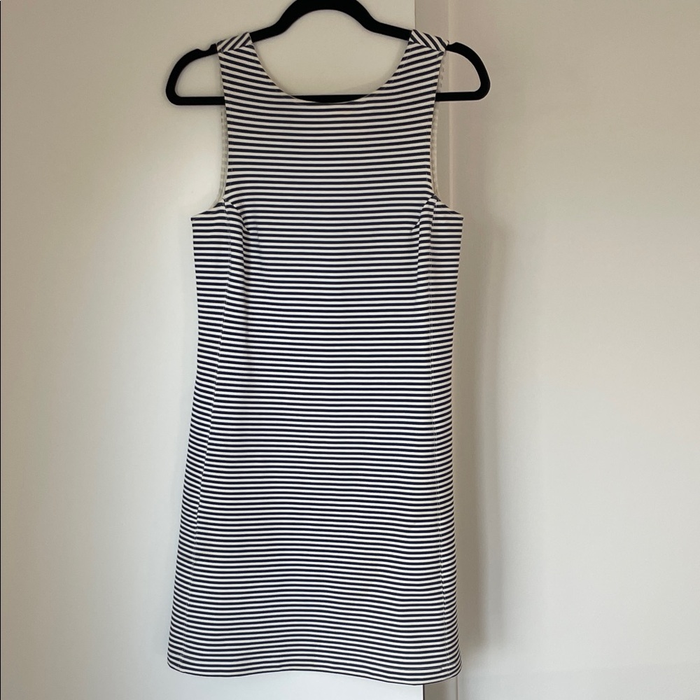 Theory Navy and White Striped Mini Dress